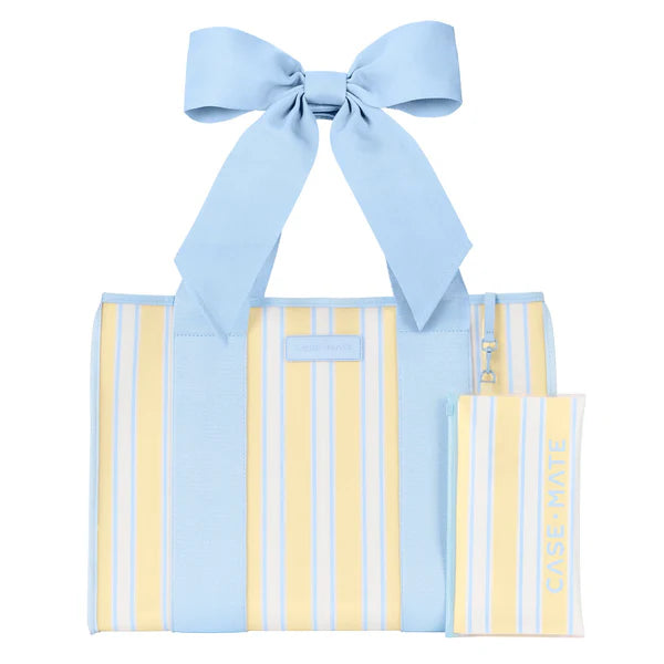 The Attic Boutique Cabana Stripe Bow Jelly Tote Bag W/ Phone Pouch Bags - The Attic Boutique