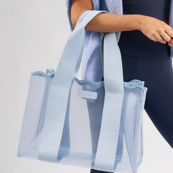 The Attic Boutique Carolina Blue Crochet Wave Jelly Tote Bag W/ Phone Pouch Bags - The Attic Boutique