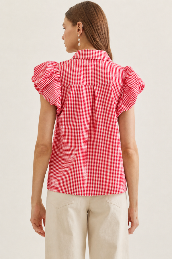 Entro Red Gingham Darling Top Apparel & Accessories - The Attic Boutique