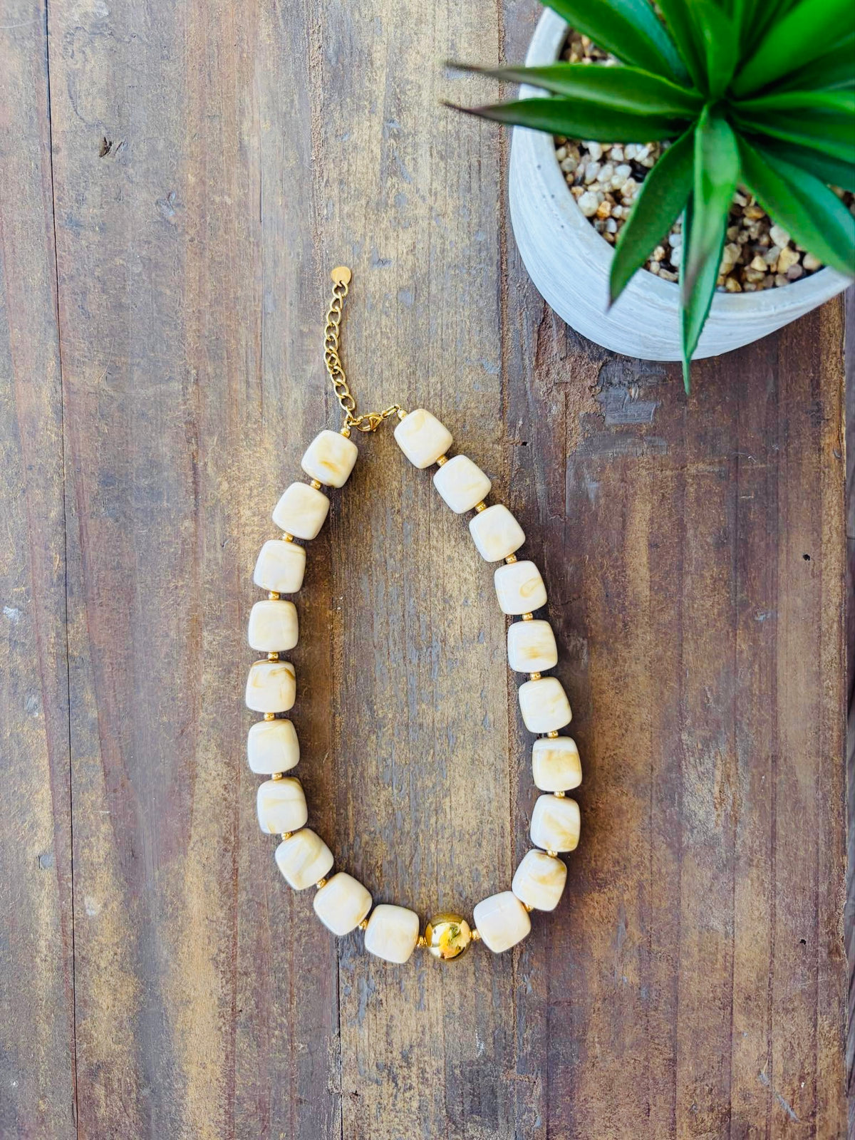 Cream Chunky Beaded Necklace