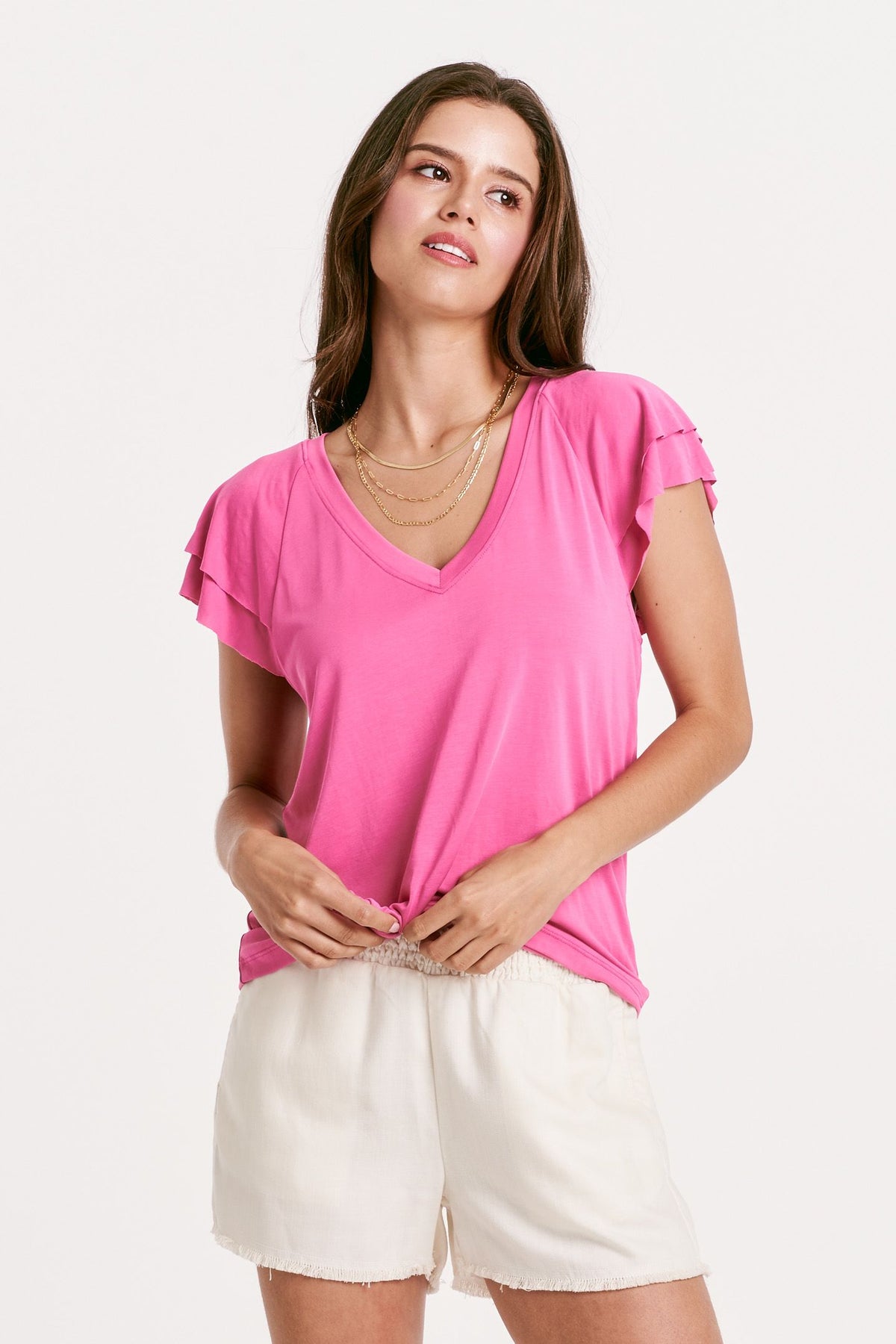 Another Love Ember Pink V-Neck Top Top - The Attic Boutique