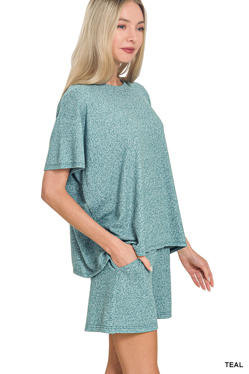 The Attic Boutique Heather Teal Set  - The Attic Boutique