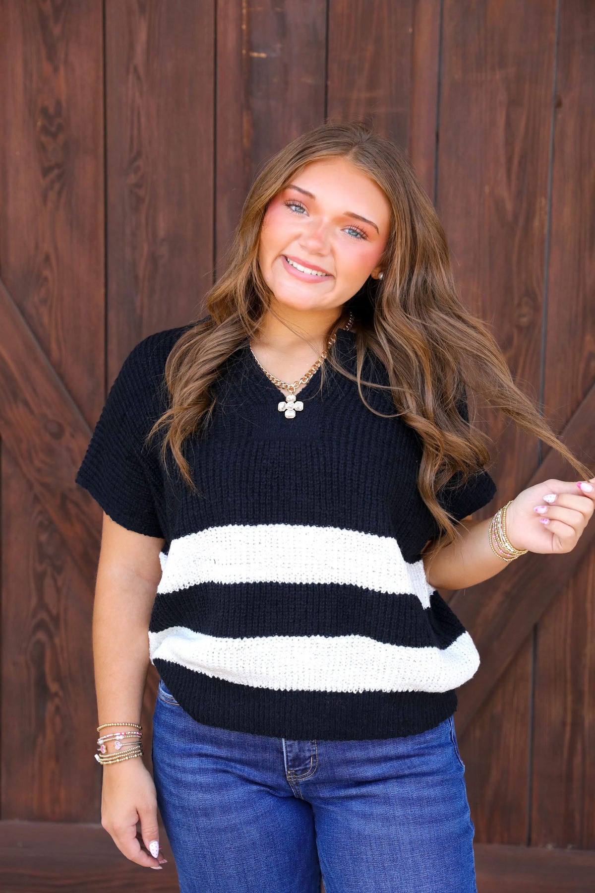 Black & White Stripe Knit Sweater