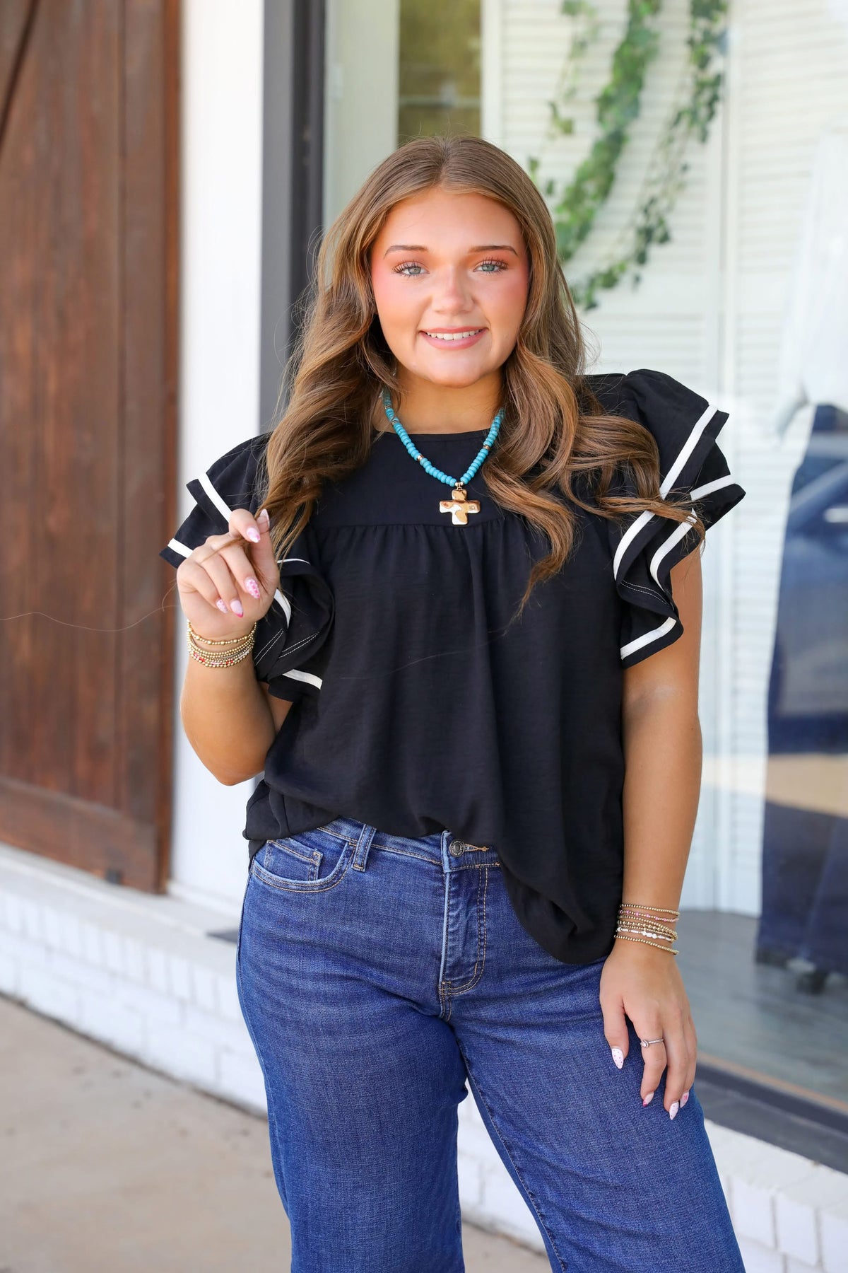 Black & White Trim Top