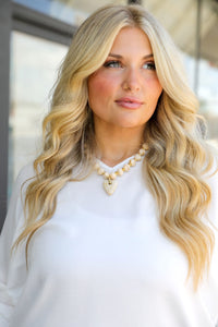 Ivory Luxe Heart Beaded Necklace