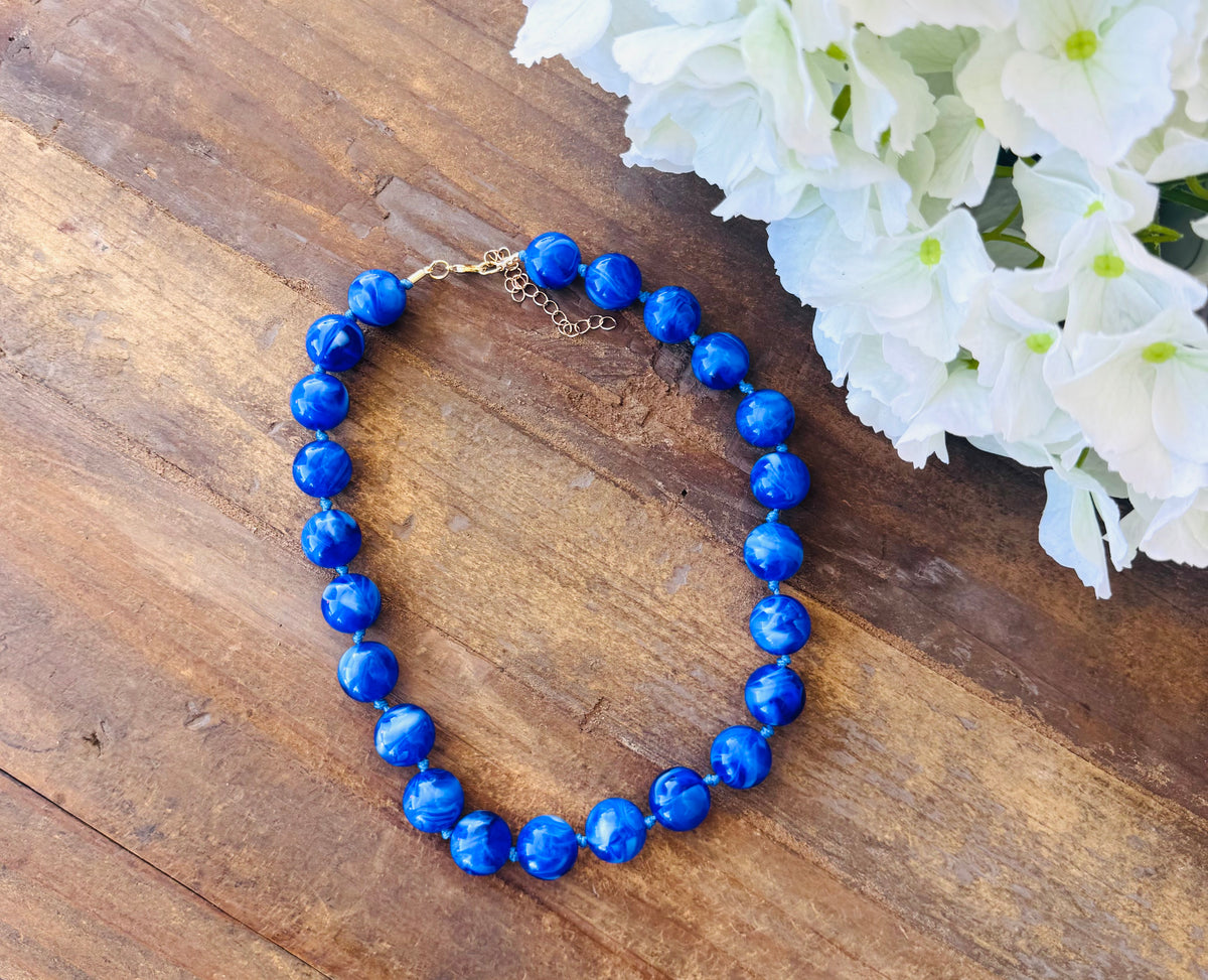 Lena Blue Beaded Necklace