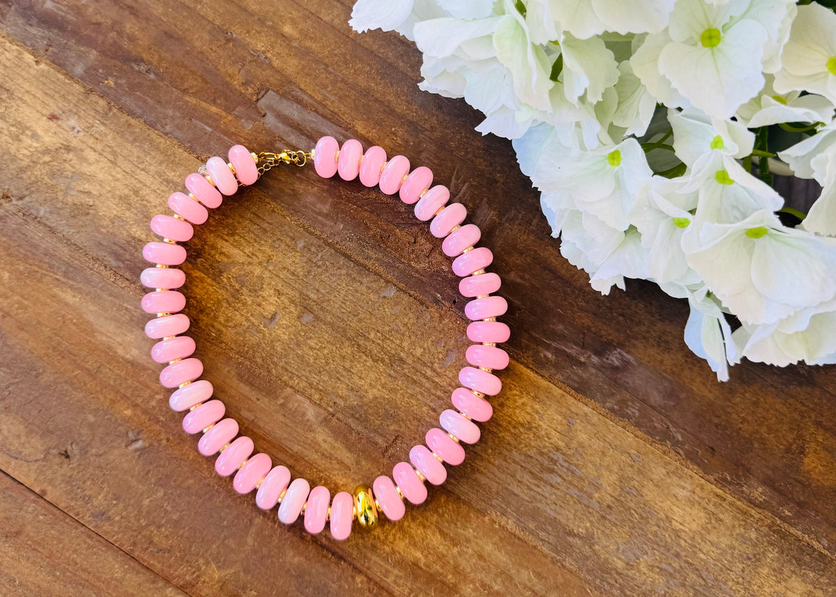 Posie Pink Beaded Necklace