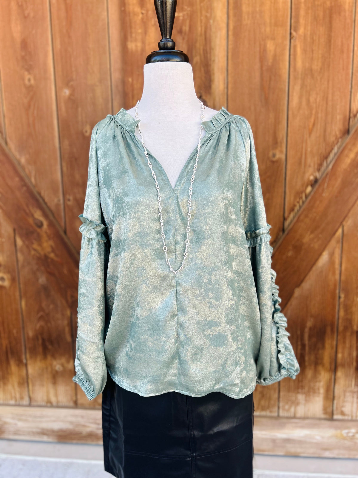 Ivy Jane / Uncle Frank Metallic Ruffled Top Top - The Attic Boutique