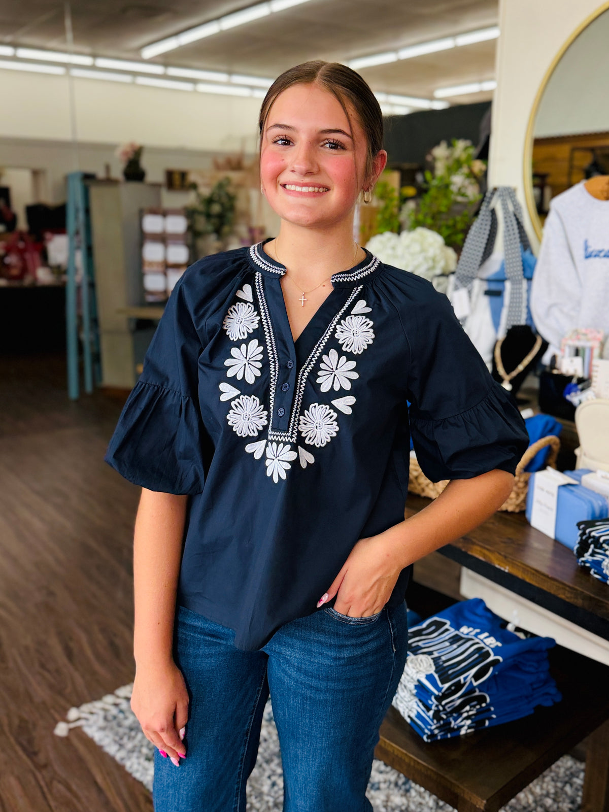 Harper Navy Embroidered Top