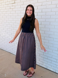 Blakely Navy Stripe Midi Dress