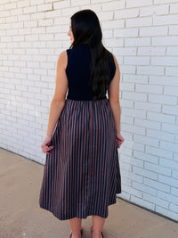 Blakely Navy Stripe Midi Dress