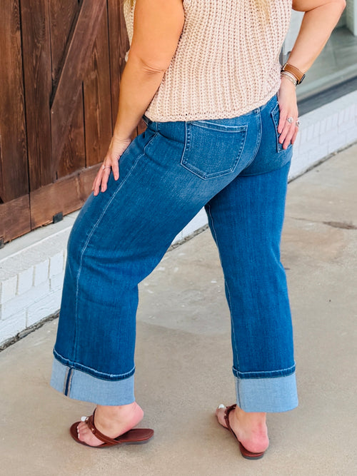 Olivia High Rise Slant Pocket Cuffed Jean