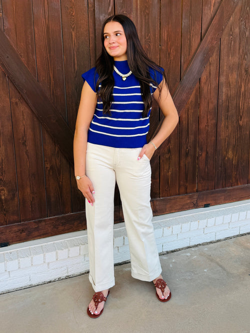 Paige Cream Mid-Rise Trouser Jeans
