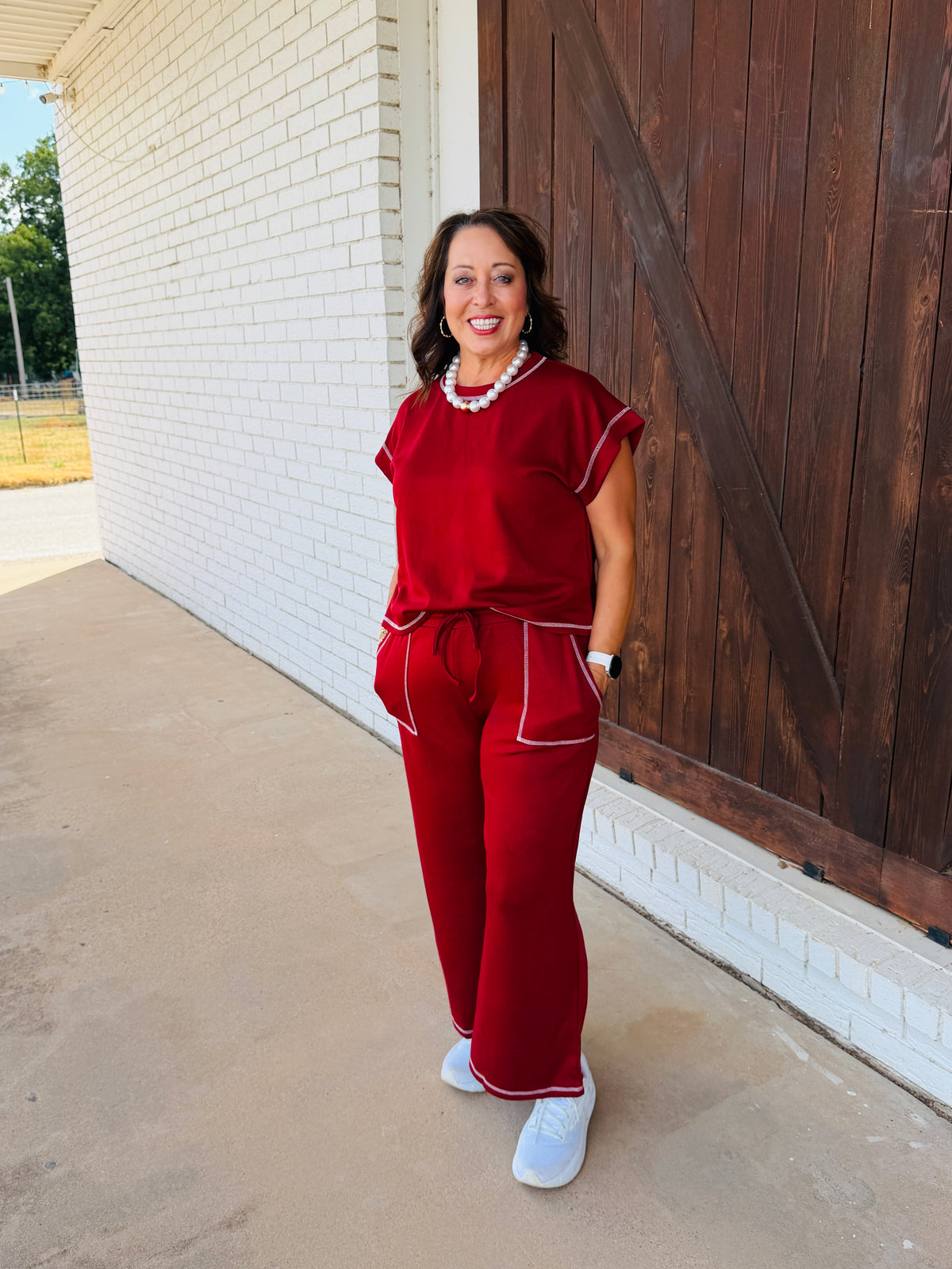 Monroe Maroon Lounge Set