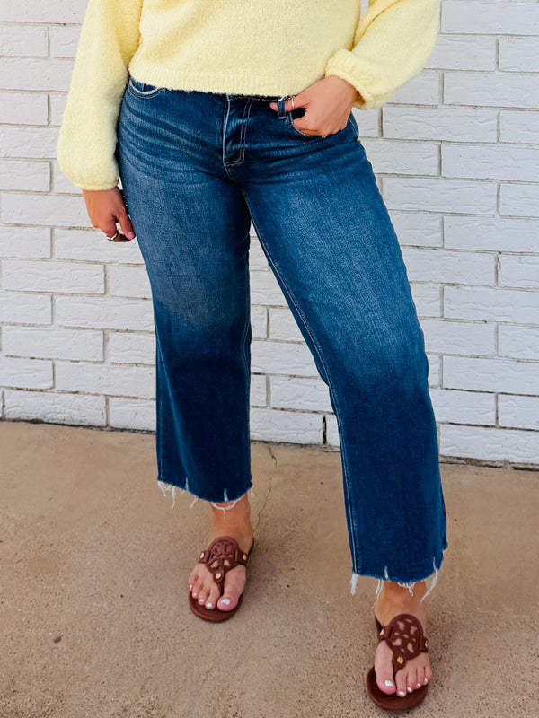 Megan Mid-Rise Medium Wash Raw Hem Jeans