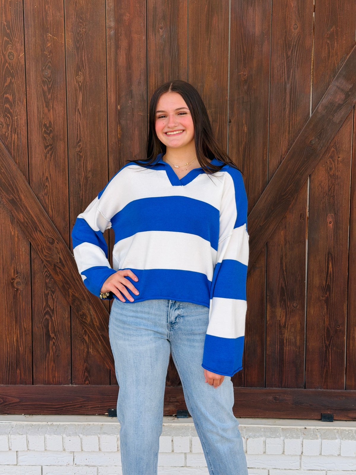 Riley Blue & White Sweater
