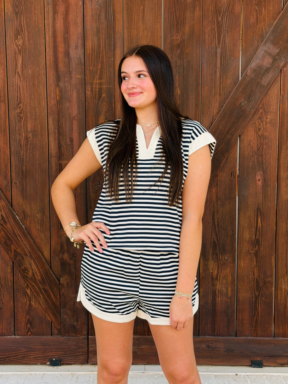Harlow Navy Striped Set