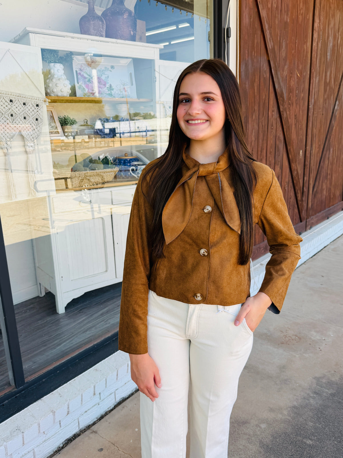 Zoe Tie Neck Cropped Jacket