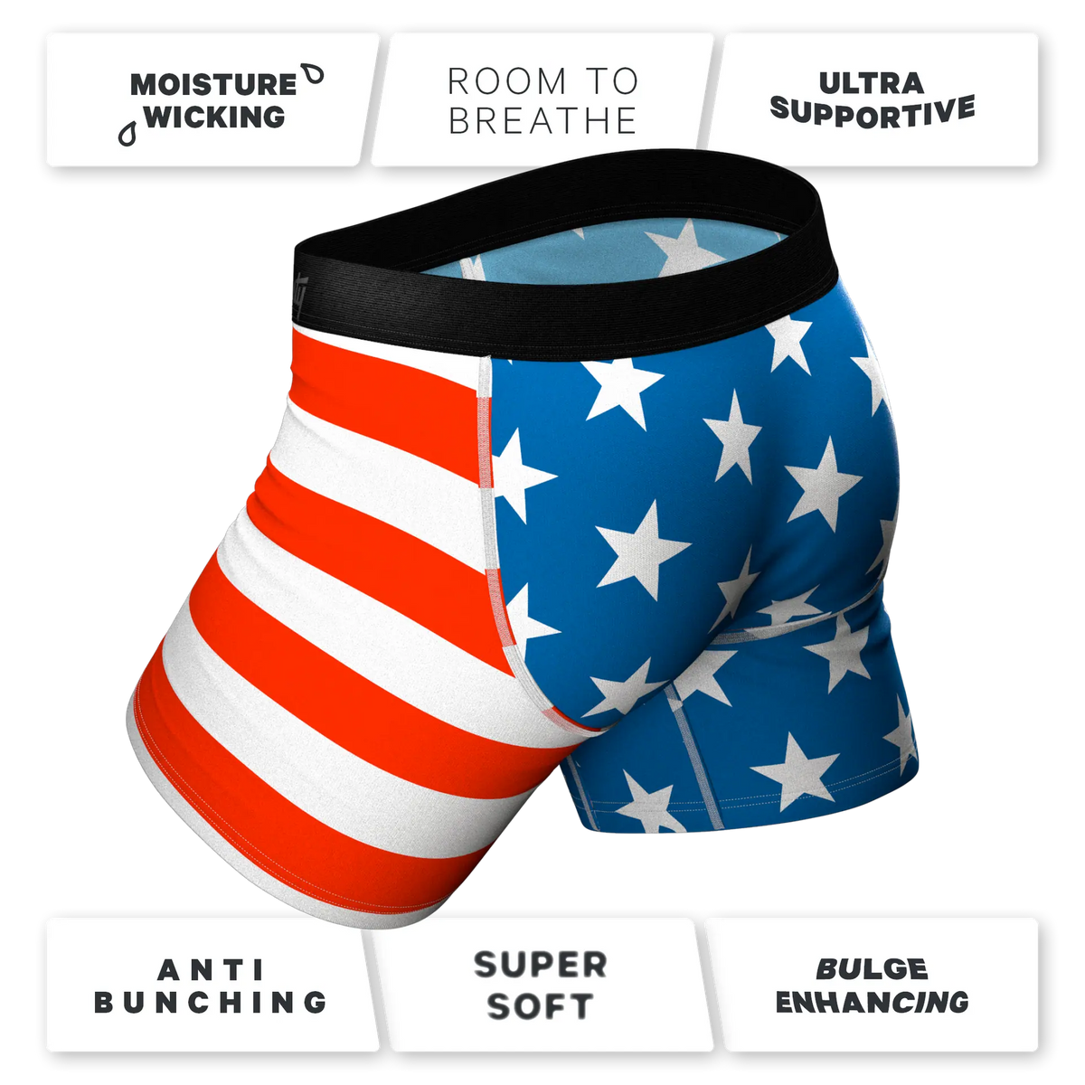 The Attic Boutique The Mascot American Flag Ball Hammock® Pouch Underwear With Fly  - The Attic Boutique