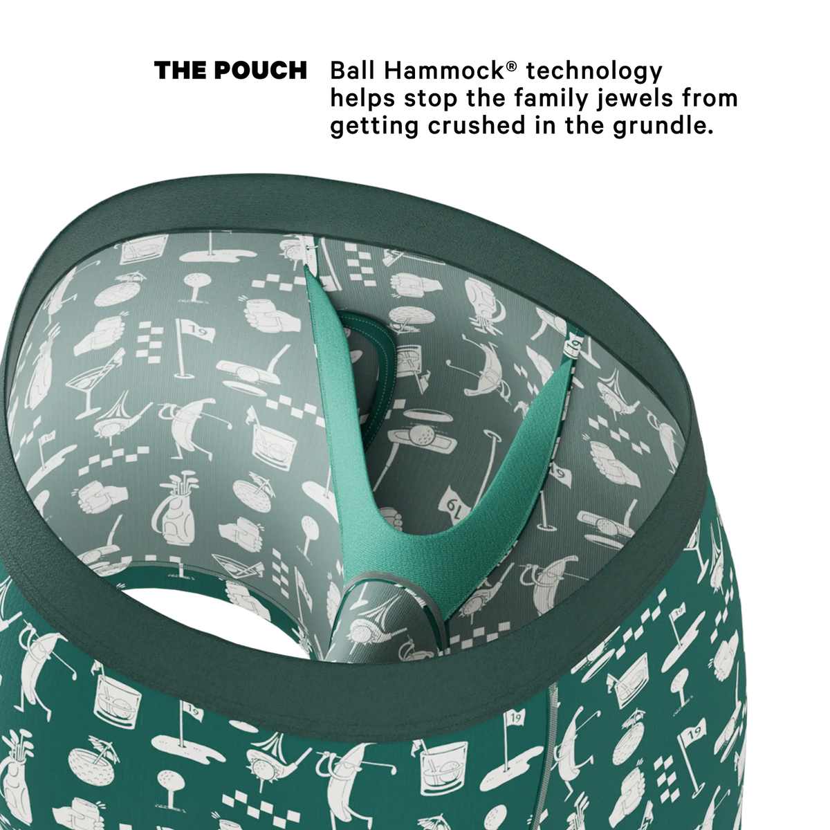 The Attic Boutique The Mulligan Green Golf Ball Hammock® Pouch Underwear With Fly  - The Attic Boutique