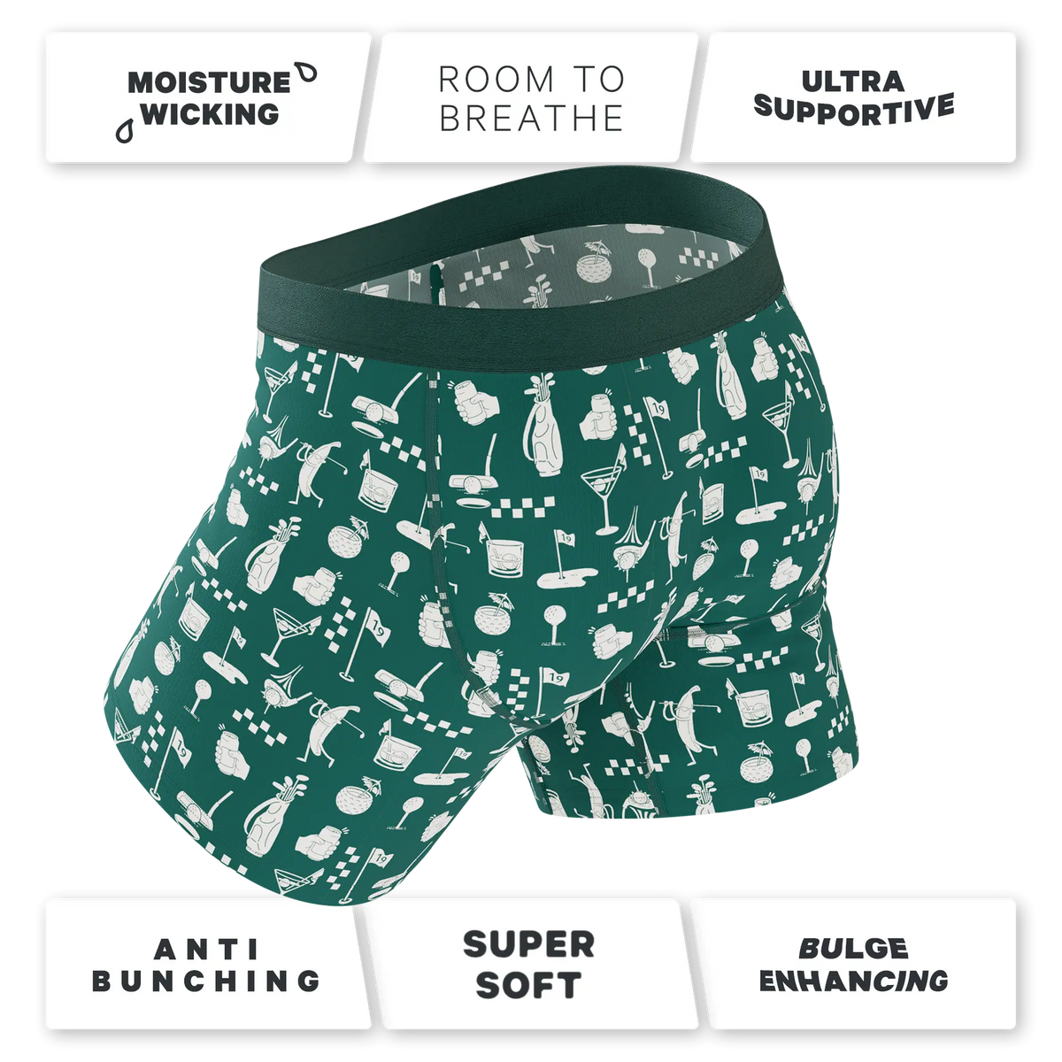 The Attic Boutique The Mulligan Green Golf Ball Hammock® Pouch Underwear With Fly  - The Attic Boutique