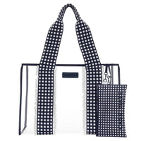 The Attic Boutique Navy Eyelet Gingham Jelly Tote Bag W/ Phone Pouch Bags - The Attic Boutique