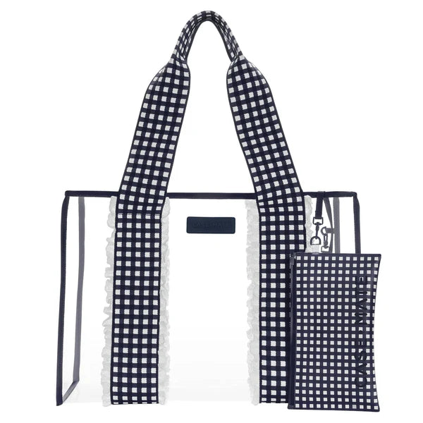 The Attic Boutique Navy Eyelet Gingham Jelly Tote Bag W/ Phone Pouch Bags - The Attic Boutique