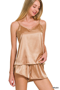 The Attic Boutique Satin Brush Pajama Set  - The Attic Boutique