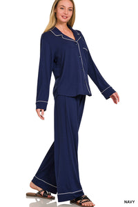 The Attic Boutique Rae Navy Pajama Set  - The Attic Boutique