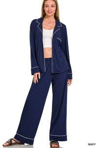 The Attic Boutique Rae Navy Pajama Set  - The Attic Boutique