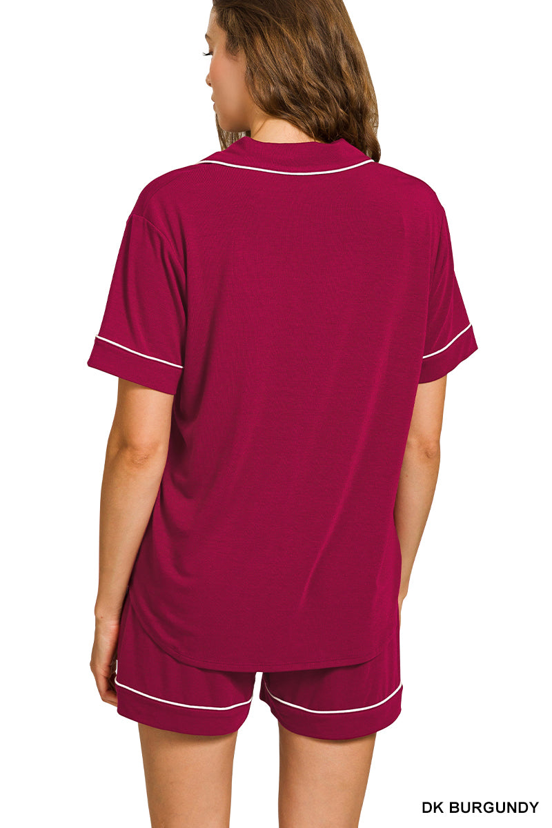 The Attic Boutique Bella Burgundy Pajama Set  - The Attic Boutique