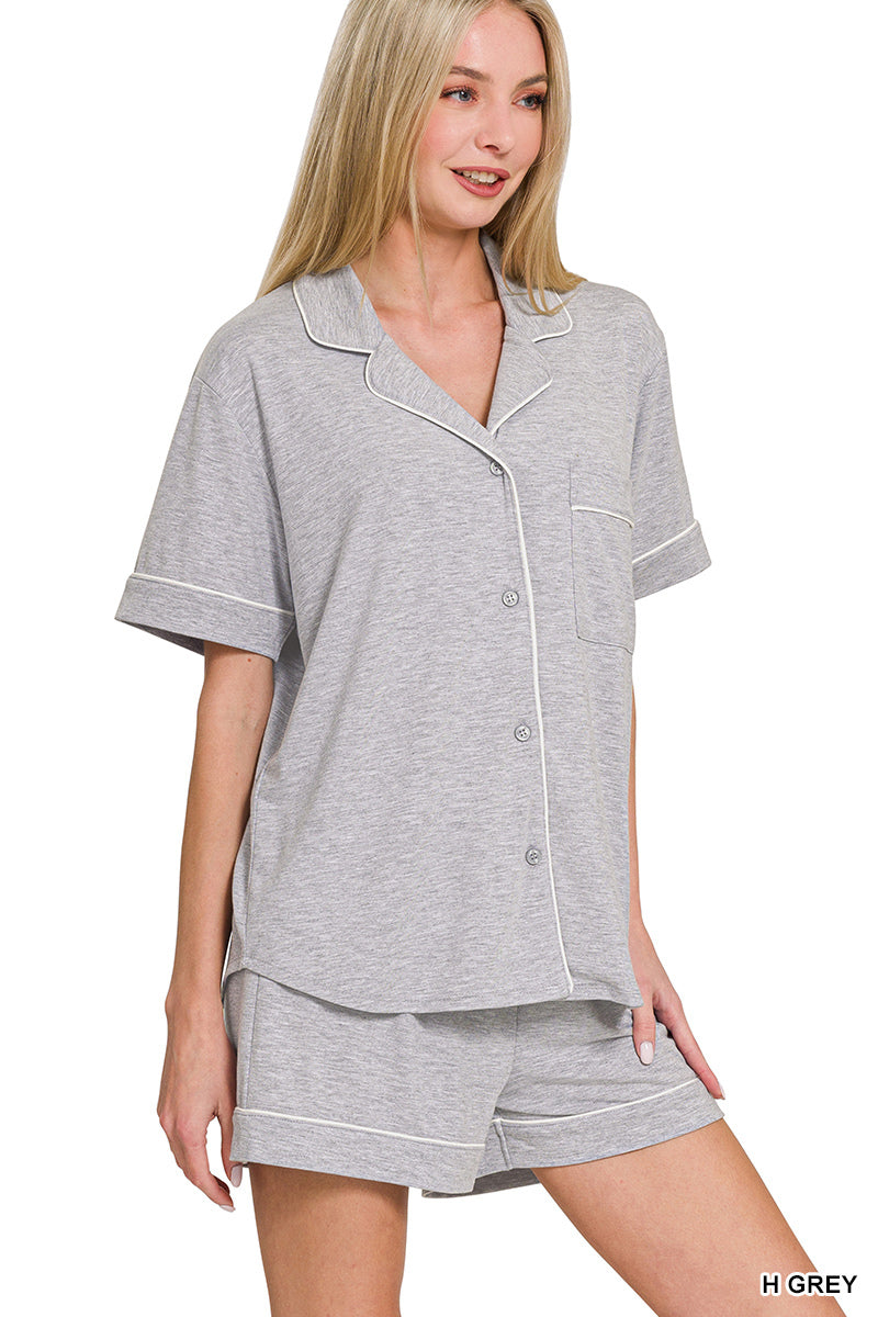 The Attic Boutique Bella Grey Pajama Set  - The Attic Boutique