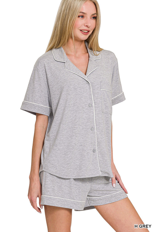 The Attic Boutique Bella Grey Pajama Set  - The Attic Boutique