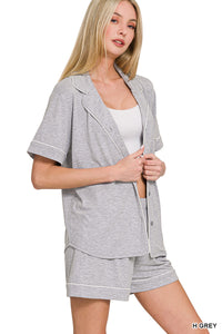 The Attic Boutique Bella Grey Pajama Set  - The Attic Boutique