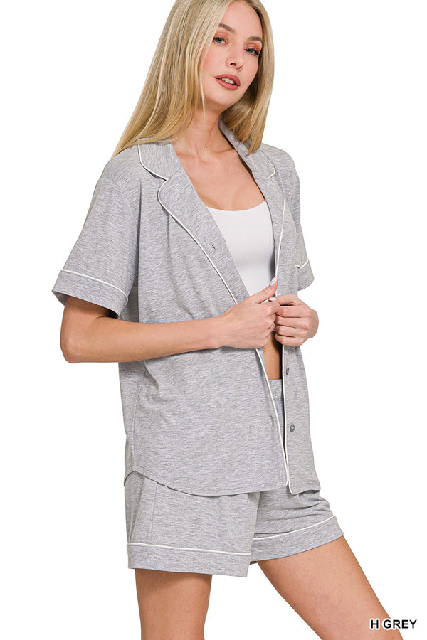 The Attic Boutique Bella Grey Pajama Set  - The Attic Boutique