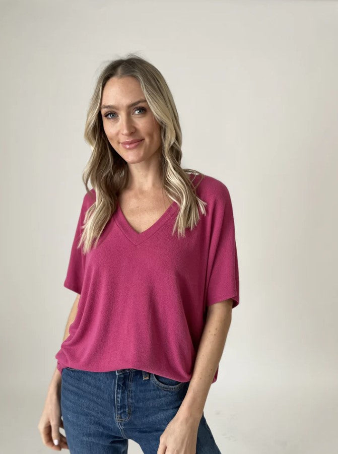 Six Fifty Clothiing Rae Hacci V-Neck Top  - The Attic Boutique