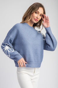 The Attic Boutique Flower Stitch Sweater  - The Attic Boutique