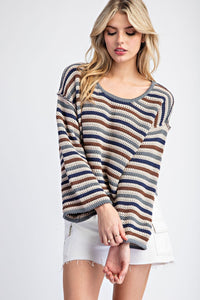 The Attic Boutique Blueberry Combo Sweater  - The Attic Boutique