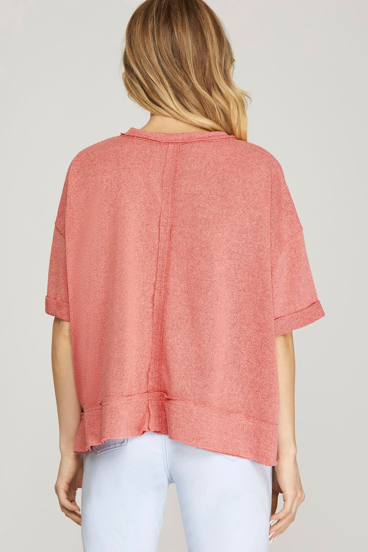 She + Sky Pink Knit Top  - The Attic Boutique