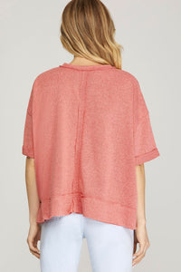 She + Sky Pink Knit Top  - The Attic Boutique