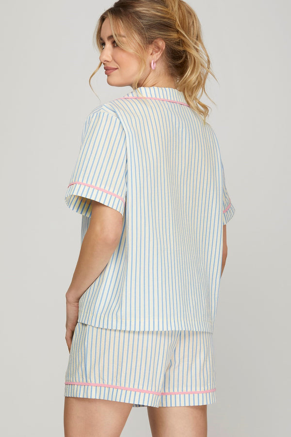 She + Sky Striped Pajama Set  - The Attic Boutique
