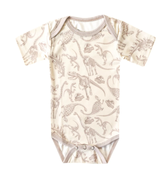 Copper Pearl Jurassic Park Fossils Short Sleeve Bodysuit  - The Attic Boutique