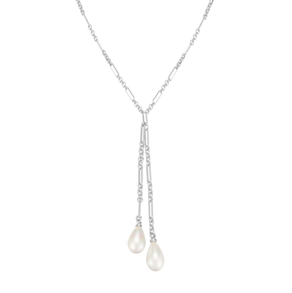 Natalie Wood Design Adorned Pearl Lariat Necklace in Silver  - The Attic Boutique