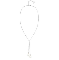 Natalie Wood Design Adorned Pearl Lariat Necklace in Silver  - The Attic Boutique