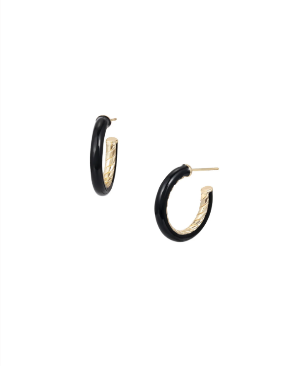 Natalie Wood Design Eclipse Hoop Earrings in Black Enamel  - The Attic Boutique