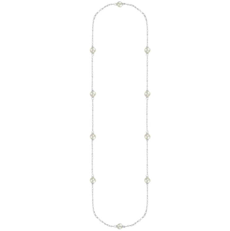 Natalie Wood Design Adorned Pearl Station Necklace in Silver  - The Attic Boutique