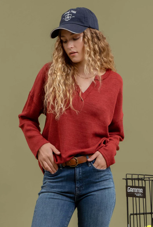 Blu Pepper Burgundy Knit Top  - The Attic Boutique