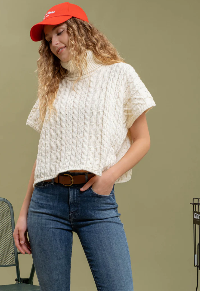 Blu Pepper Cableknit Cream Sweater  - The Attic Boutique