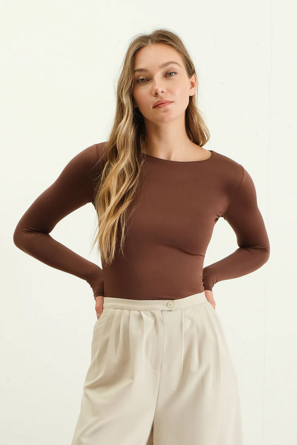 The Attic Boutique Coffee Bean Fitted Top  - The Attic Boutique