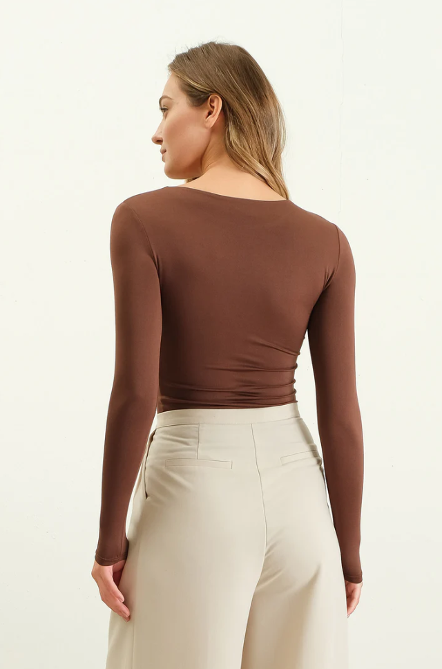 The Attic Boutique Coffee Bean Fitted Top  - The Attic Boutique